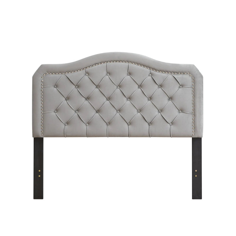 Queen Platform Upholstered Bed Button Tufted With Curve Design, Strong Wood Slat Support - Gray by HouseOfZazla