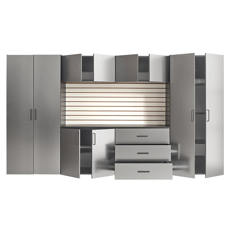 Astro Series - Garage Cabinet Set A With Soft Closing Drawers - Metallic Gray by HouseOfZazla