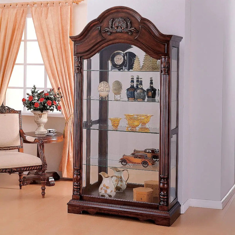 Denton - Curio Cabinet - Cherry by Unique Piece Furniture