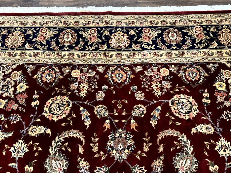 Sino Persian Rug 9x11, Burgundy and Navy Blue, Fine 200 KPSI, Floral Allover by Jewel Rugs