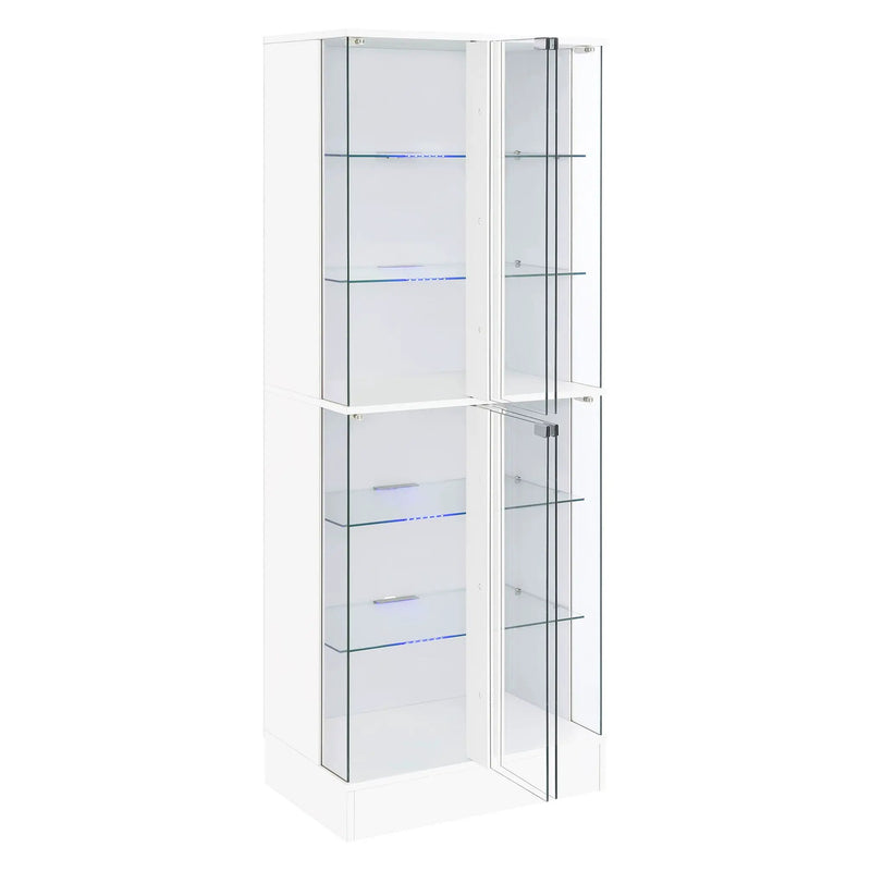 Cabra 4-door LED Curio Display Cabinet White High Gloss by Unique Piece Furniture
