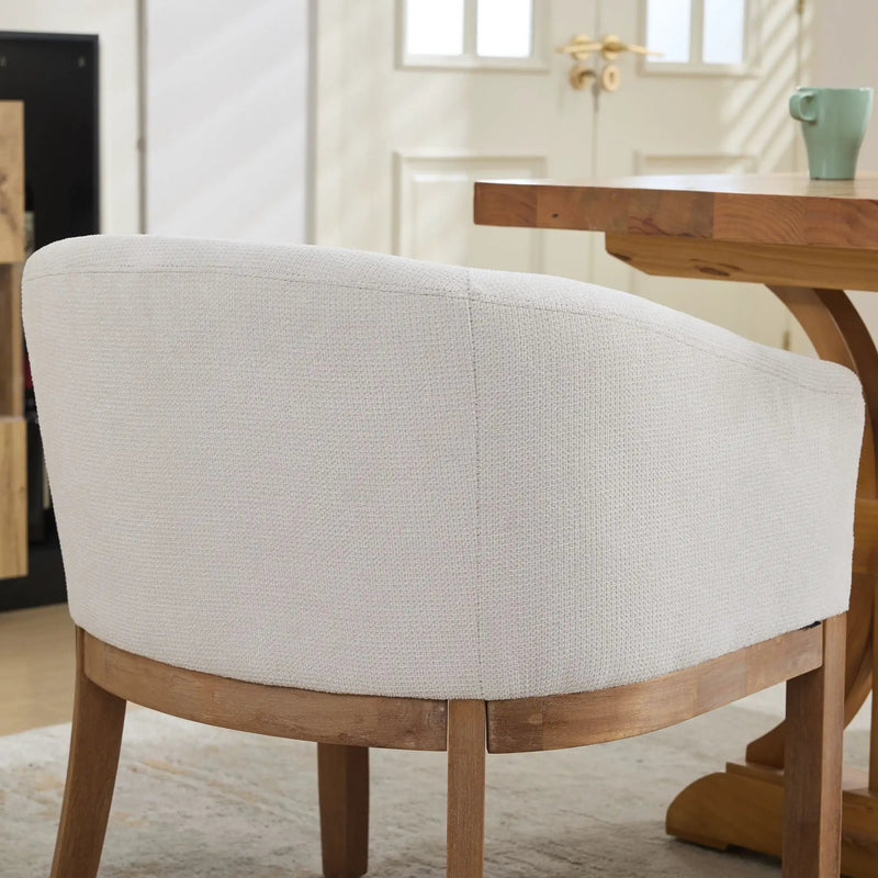 Mid Century Modern Upholstered Barrel Dining Chair with Arms by HouseOfZazla