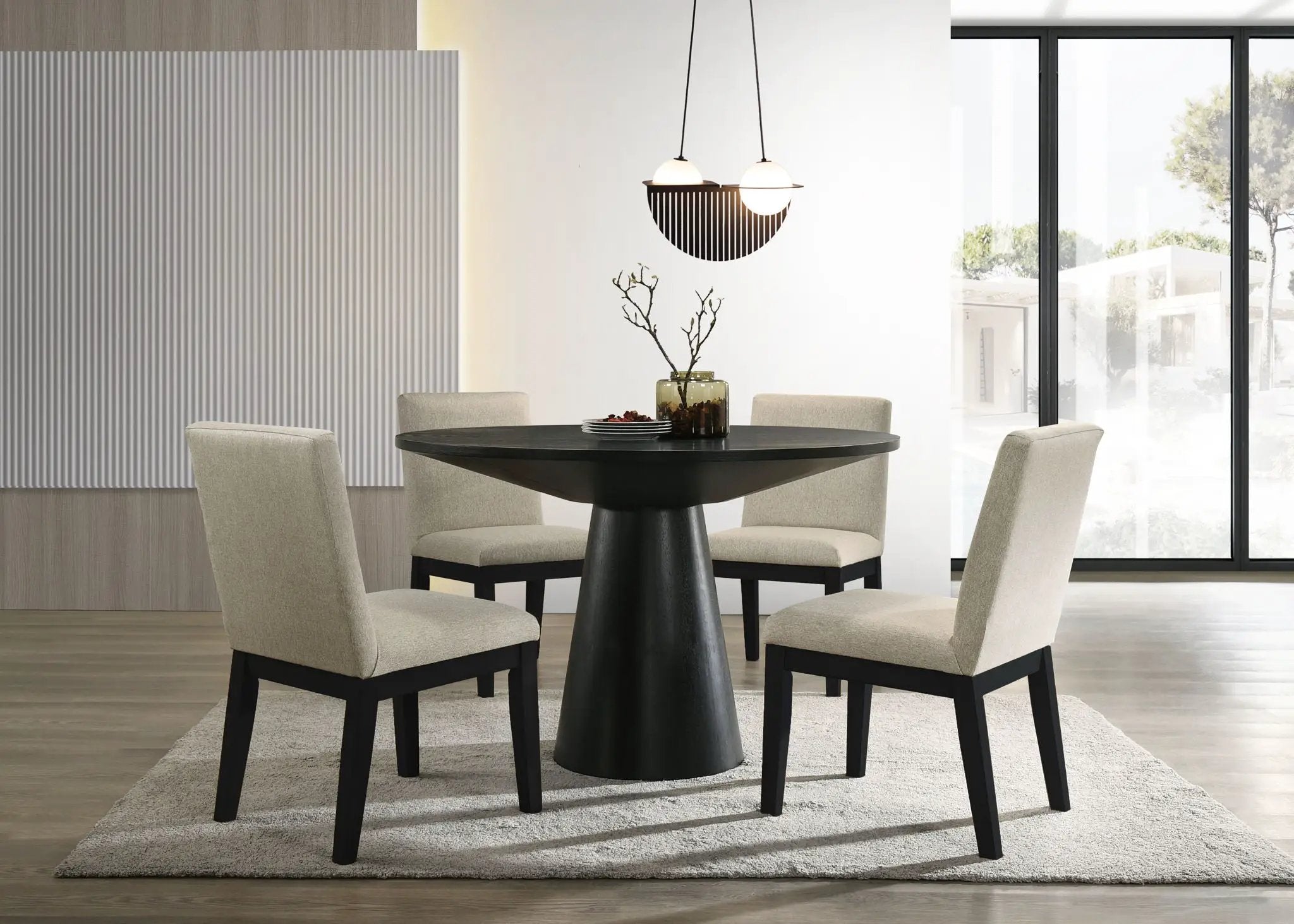 Jasper - Contemporary Round Dining Table With Finish Chairs by Unique Piece Furniture