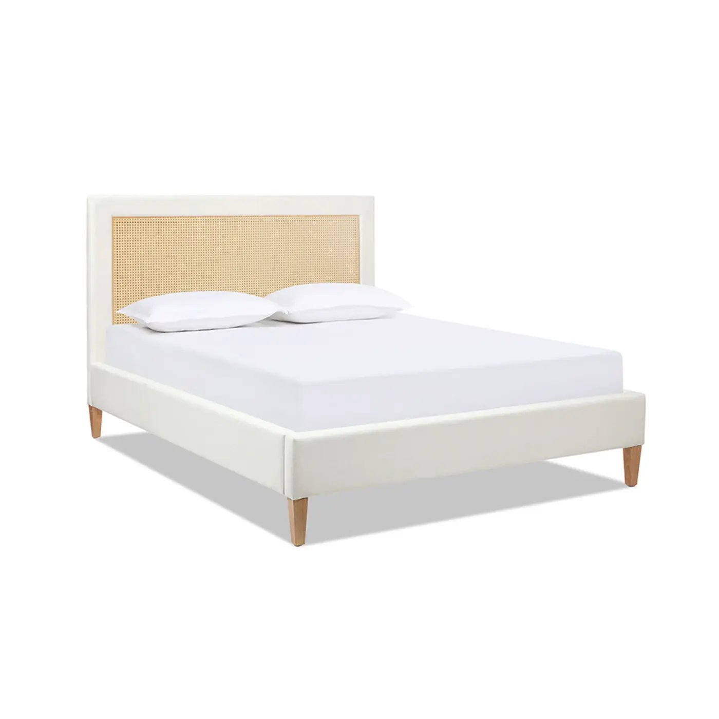 Haley - Upholstered Cane Back Platform Bed by HouseOfZazla