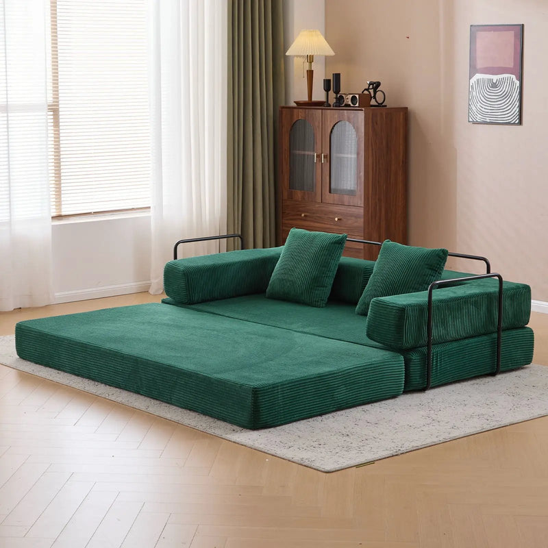 Floor Couch, Convertible Floor Sofa Bed With Pillow Back Support Armrest by HouseOfZazla