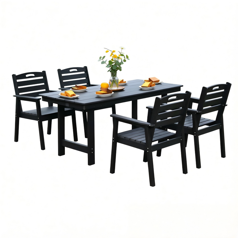 HDPE Outdoor Patio Dining Set - Table and Four Chairs by HouseOfZazla
