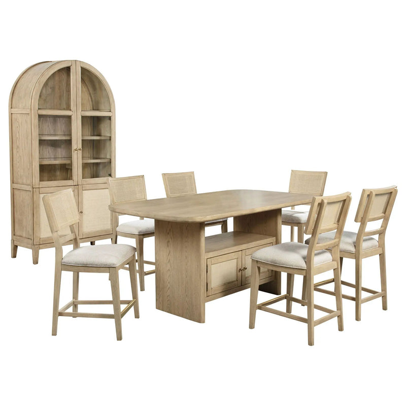 Kailani 8-piece Counter Dining Set with Cabinet Beige Oak by Unique Piece Furniture