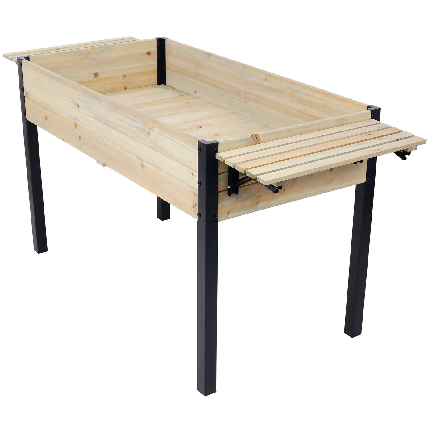 Raised Garden Bed With Metal Legs And Folding Storage Shelf by Unique Piece Furniture