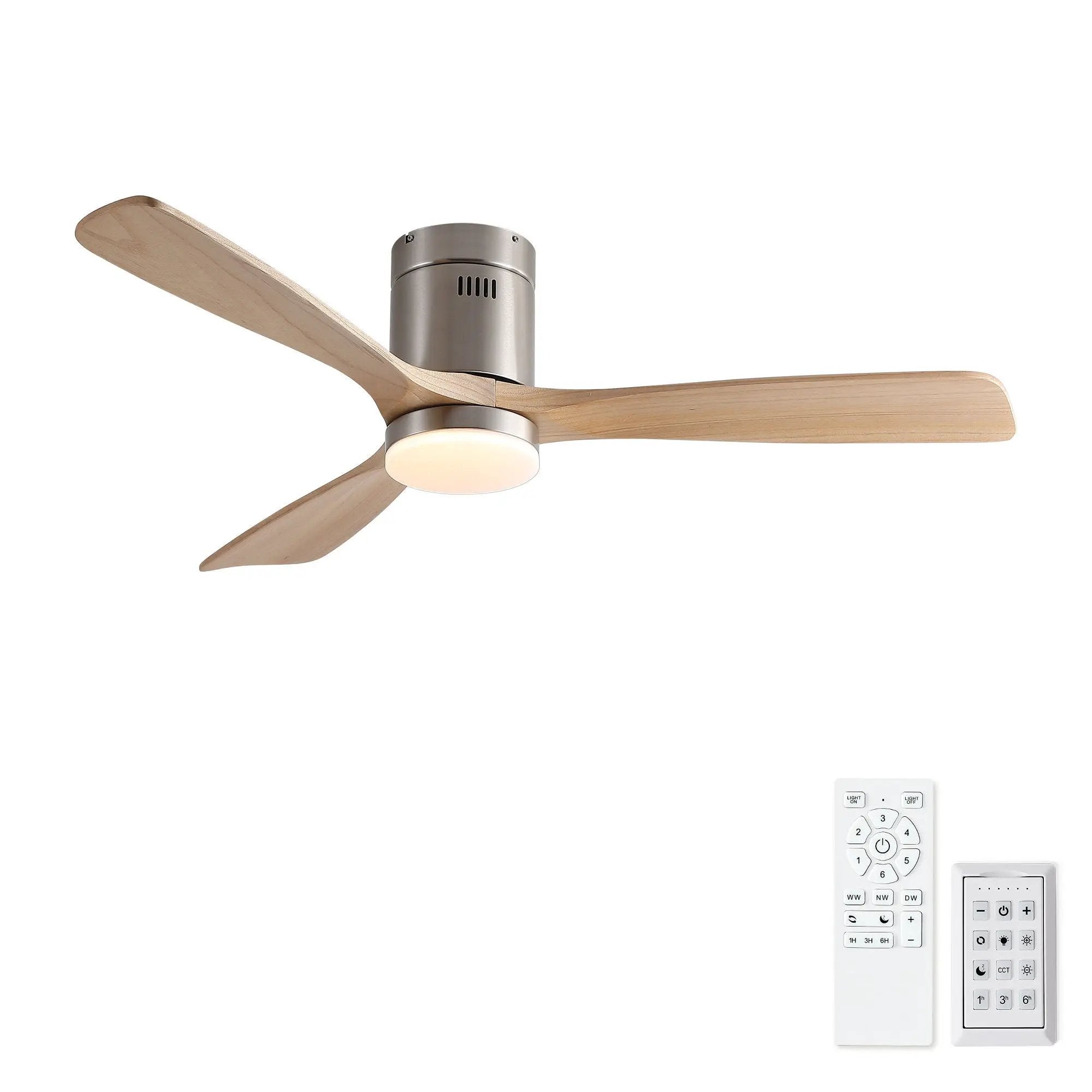 Low Profile Flush Mount Intergrated LED Ceiling Fan With Light And Silent Reversible Motor by HouseOfZazla