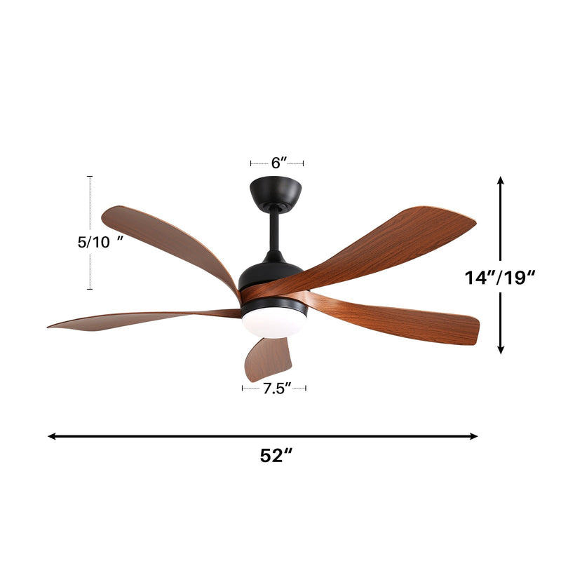 52 Inch Indoor Ceiling Fan With 3 Color Dimmable LED Light and Remote Control by HouseOfZazla