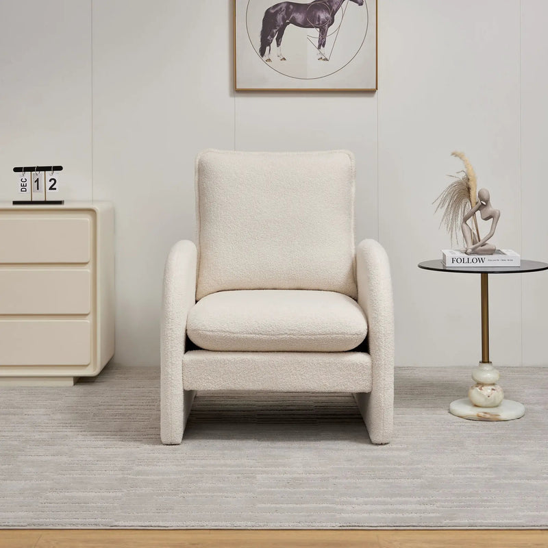 Modern Sherpa Upholstered Accent Chair, Comfortable Living Room Armchair, Lounge Chair For Bedroom, And Office by HouseOfZazla