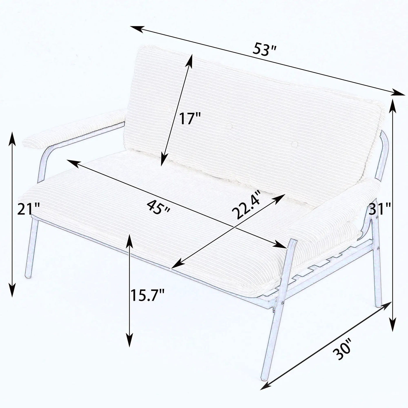 Modern Metal Frame Sofa With Sponge Filling For Compact Spaces And Versatile Use by HouseOfZazla