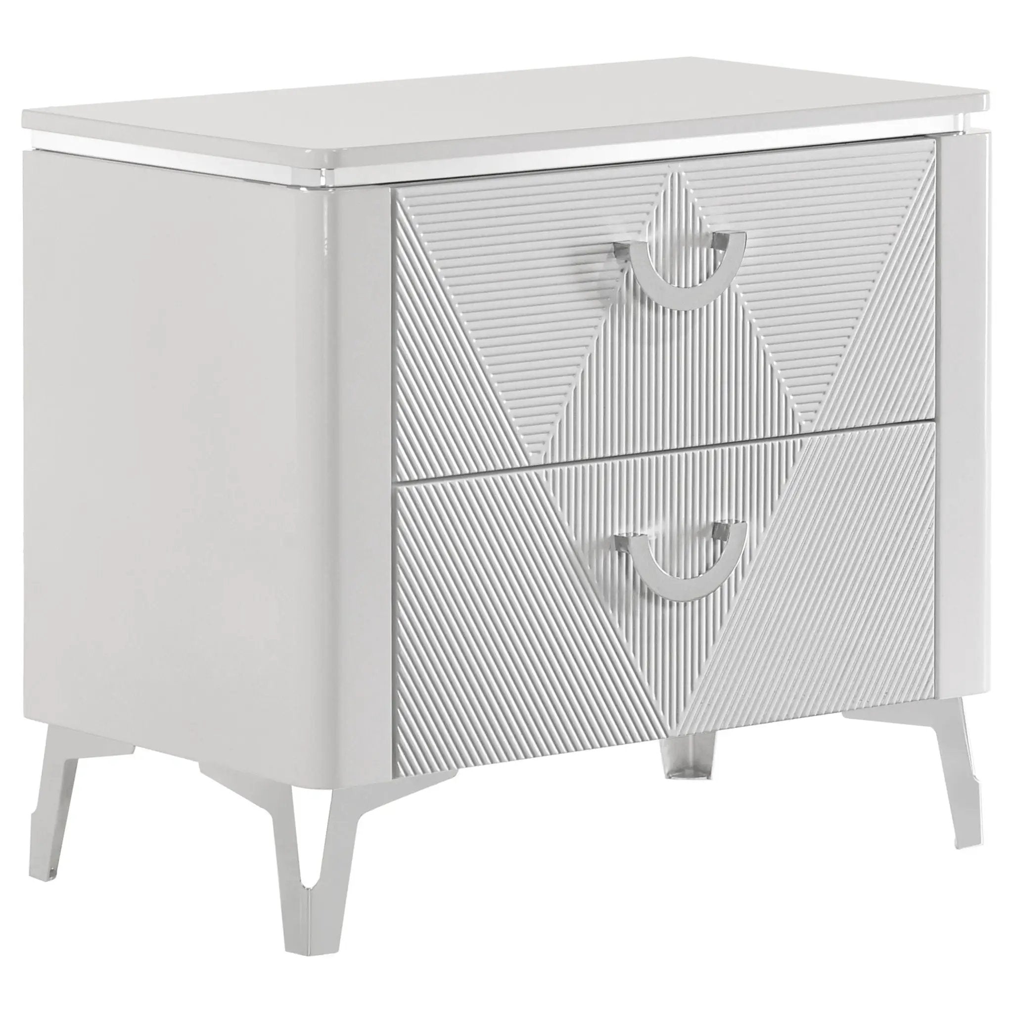 Cassia 5-piece Eastern King LED Bedroom Set White High Gloss by Unique Piece Furniture