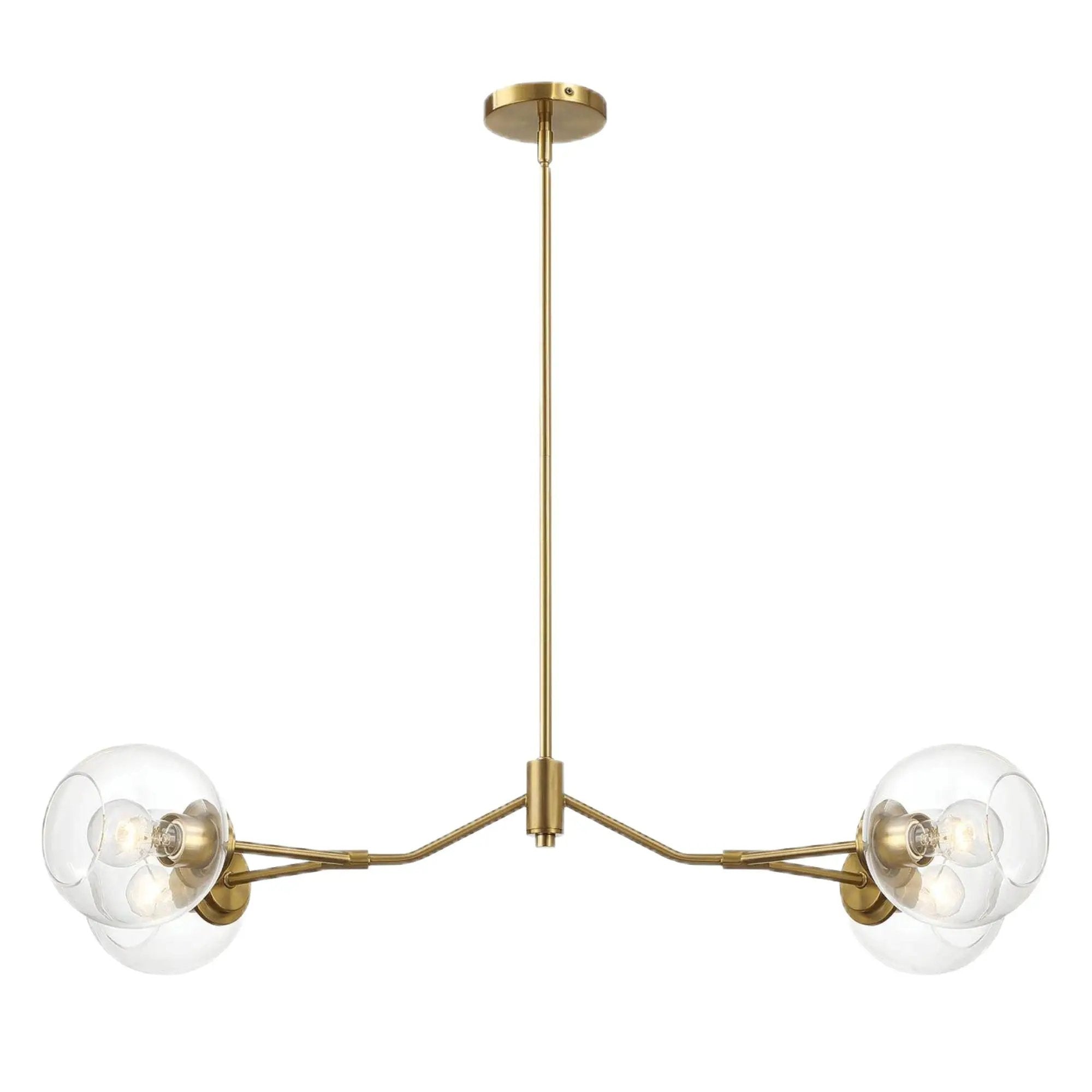 Jewel - 4 Lights Chandelier Ceiling Hanging Light Fixture - Clear / Gold by HouseOfZazla