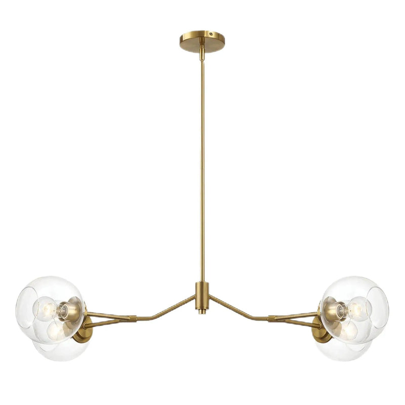 Jewel - 4 Lights Chandelier Ceiling Hanging Light Fixture - Clear / Gold by HouseOfZazla