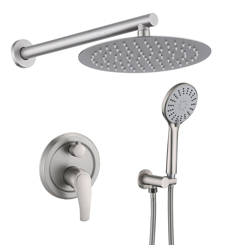 Wall Mounted Shower Set With High Pressure 10" Rain Shower Head And 5 Function Handheld Shower Head by HouseOfZazla
