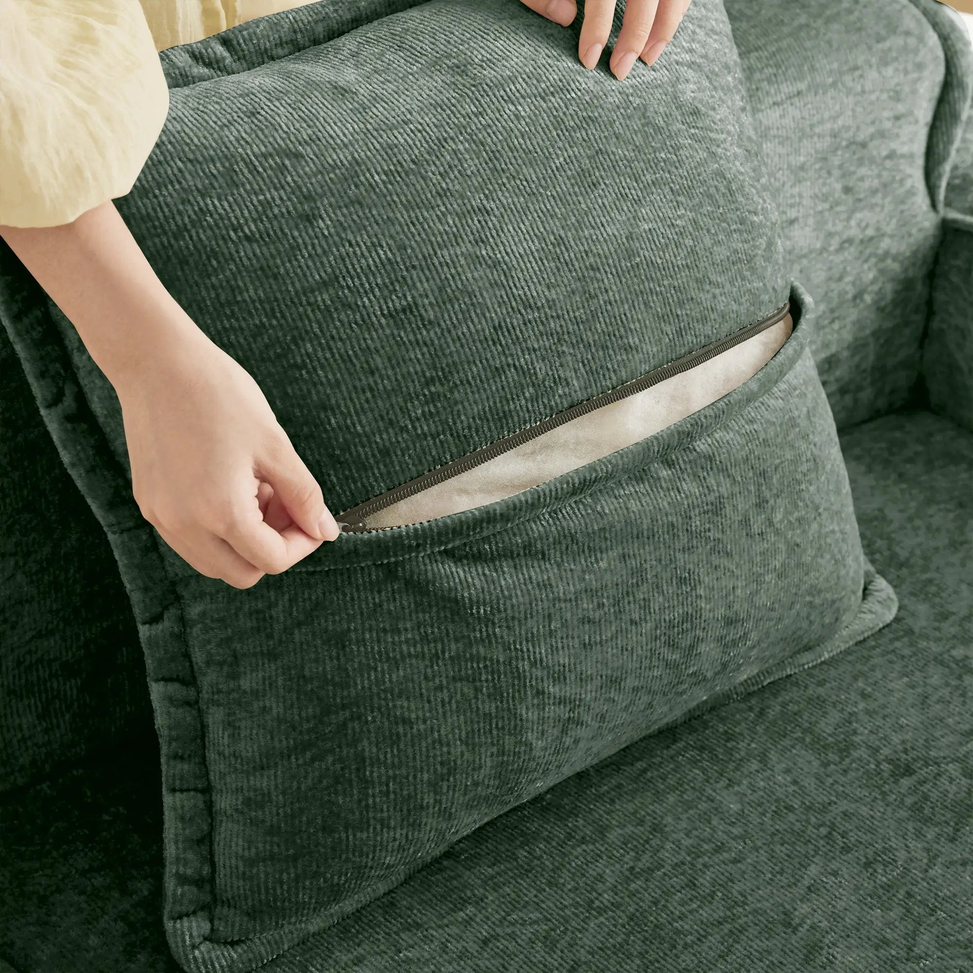 Armless Sofa Velvet-Green by HouseOfZazla
