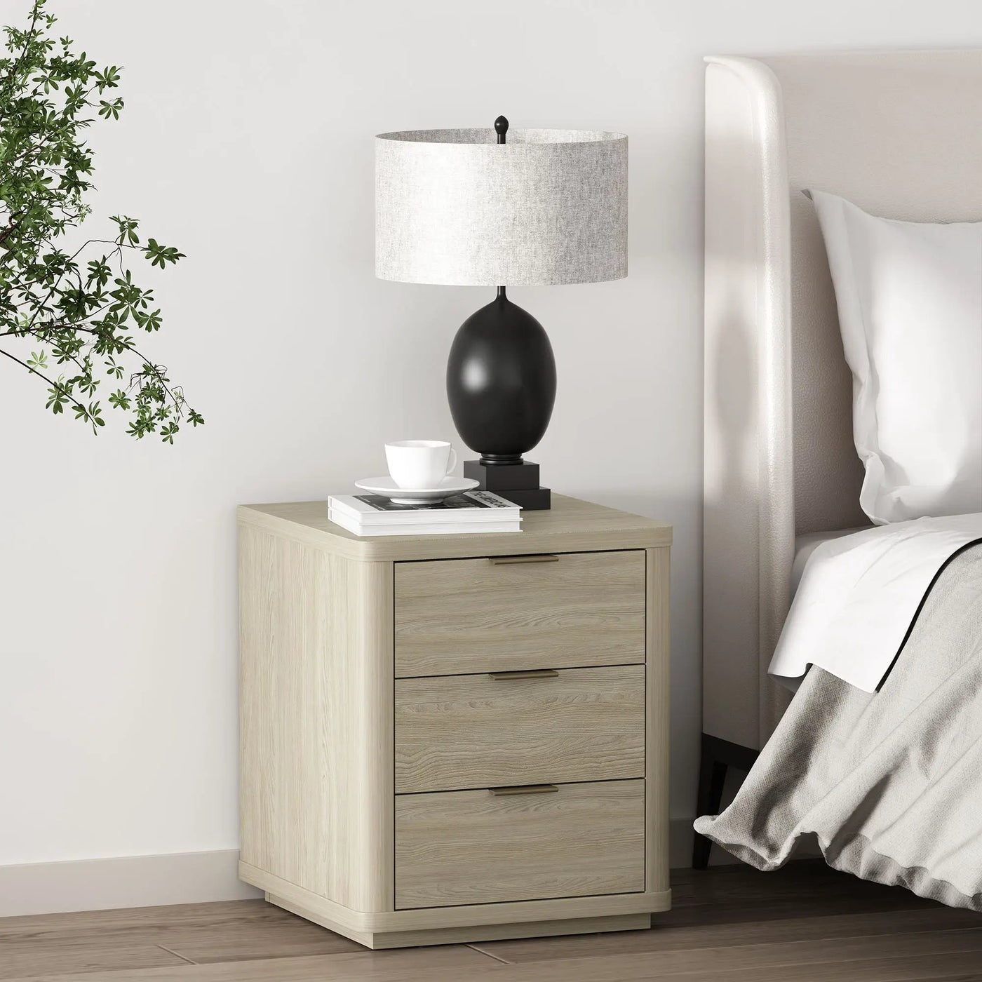 Evelyn - Nightstand With 3 Drawers, Smooth Rounded Edges by HouseOfZazla