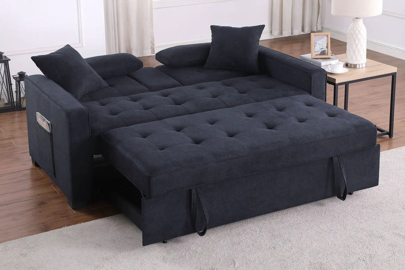 Cody II - 69.5"W Woven Fabric Convertible Sleeper Loveseat with Cup Holder by Unique Piece Furniture