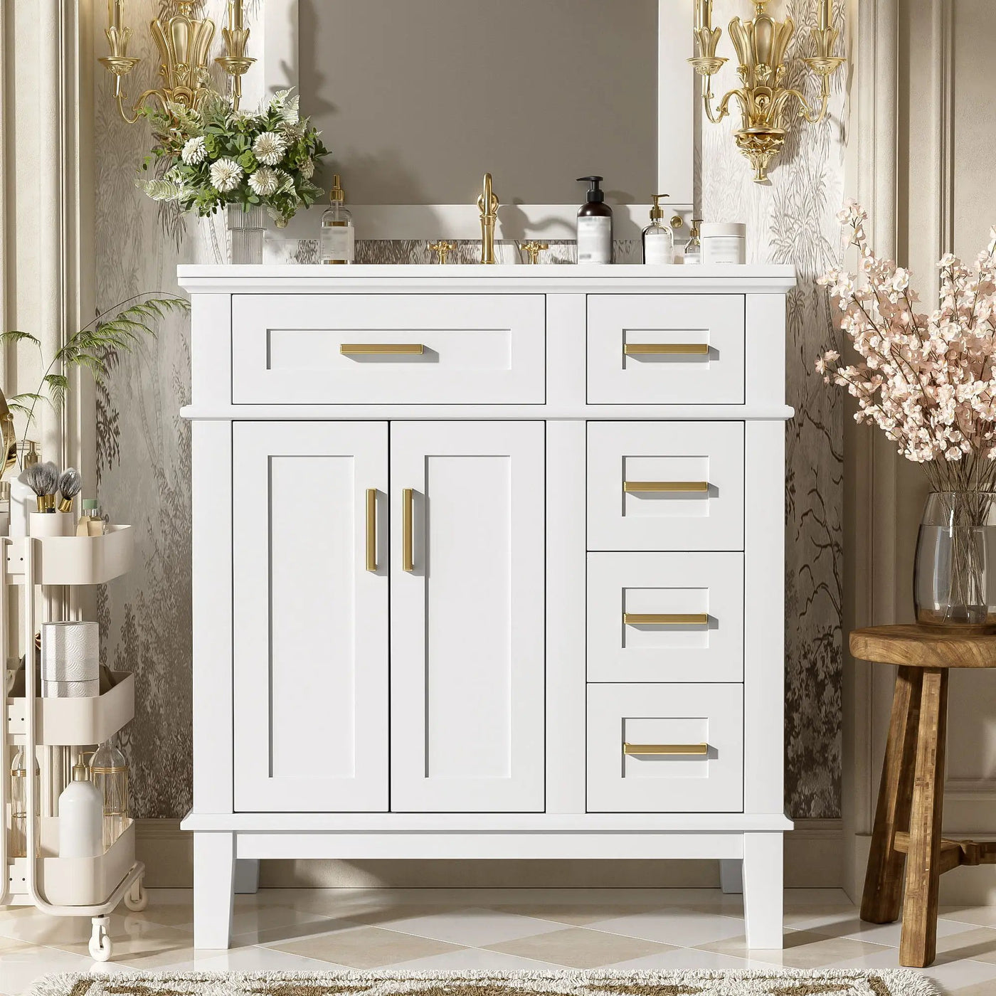 Modern Bathroom Vanity With Ceramic Sink, Soft Close Storage Cabinet by Unique Piece Furniture