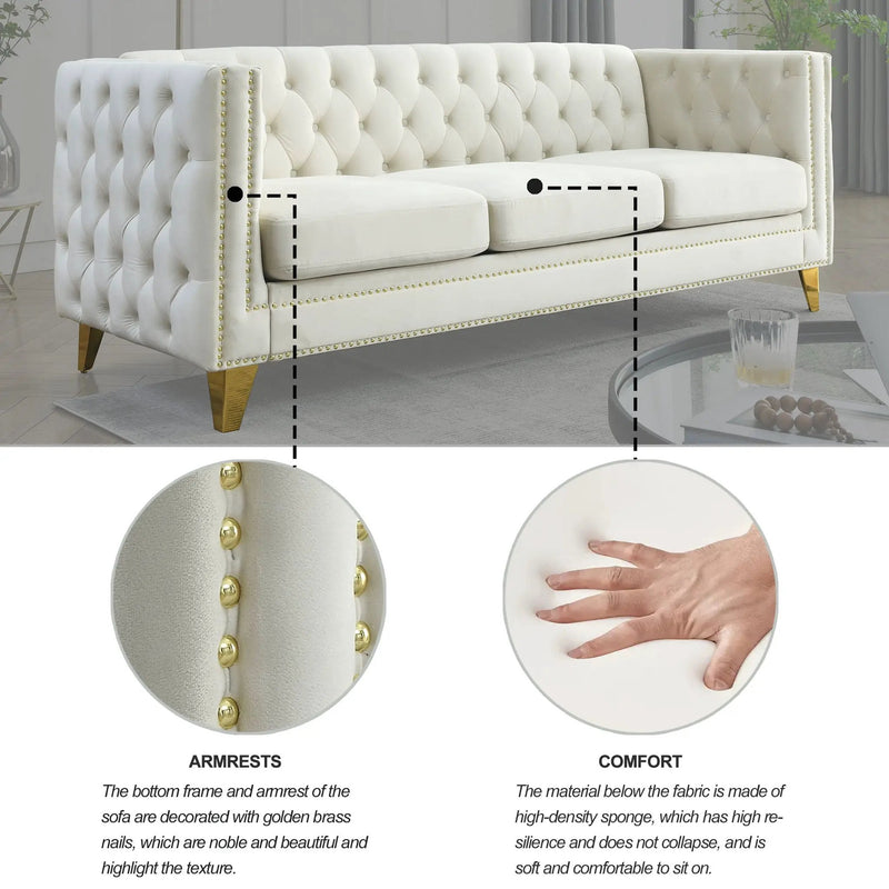 Modern Sofa With Button Tufting, Upholstered Couch For Living Room by HouseOfZazla