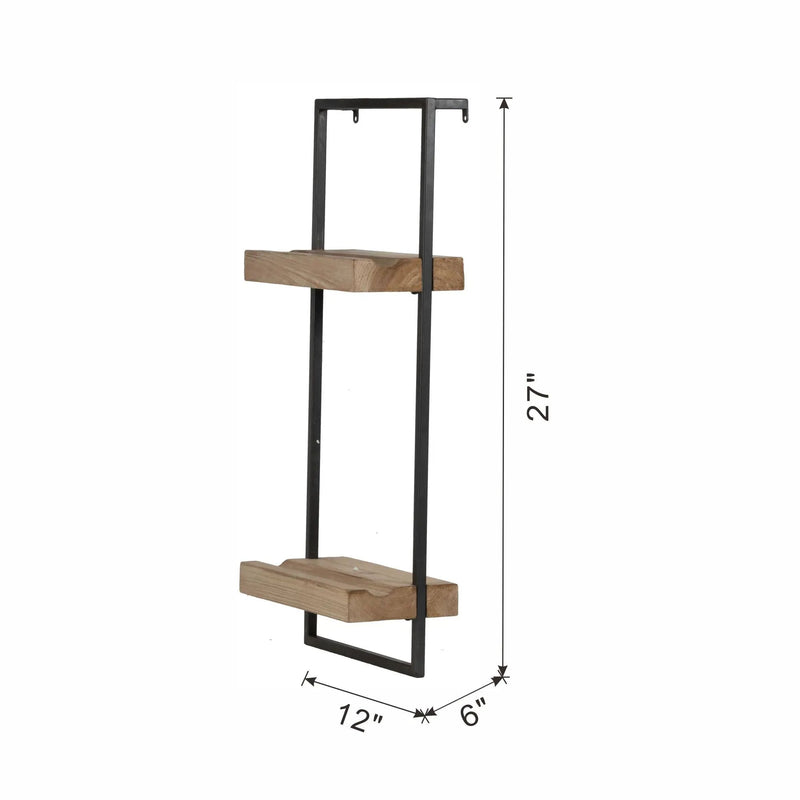 Wall Shelf With Two Shelves - Black Brown by HouseOfZazla