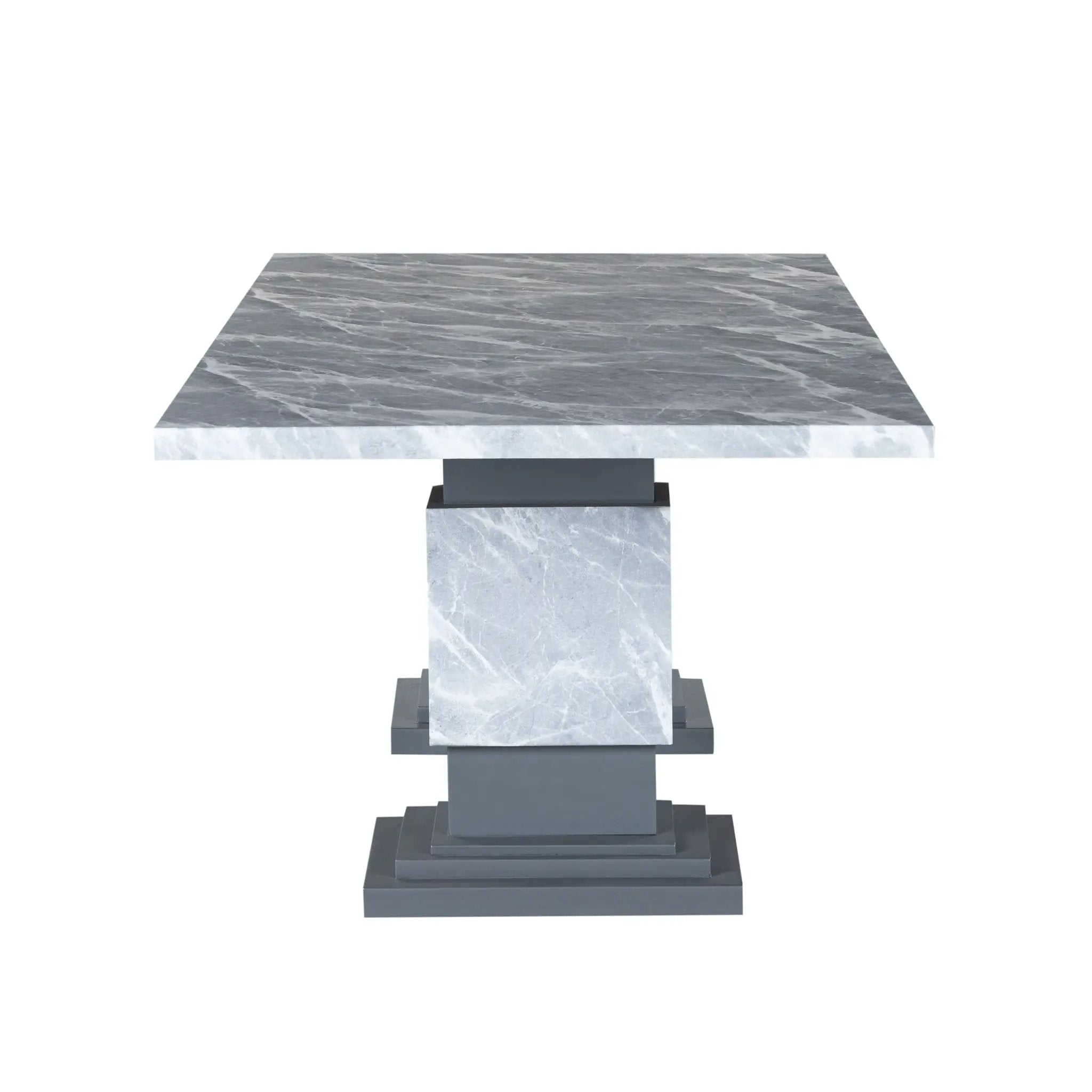 Michelle - Dining Table With Double Pedestal Marble Detailing - Gray by Unique Piece Furniture