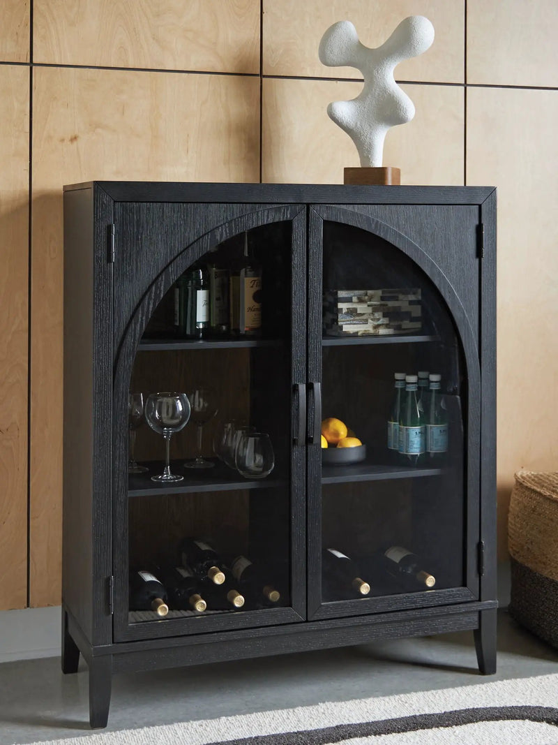 Armenleigh - Bar Cabinet - Black / Brown by Unique Piece Furniture