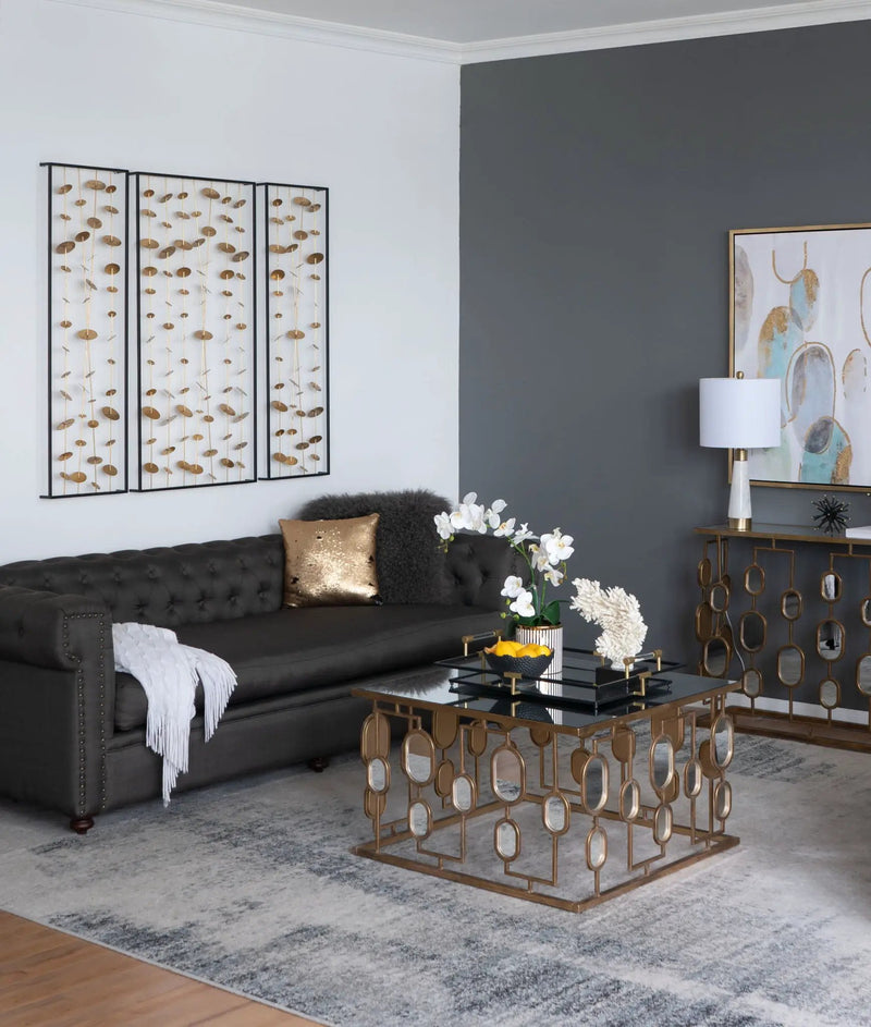Metal Decorative Wall Art With Frame, Wall Decor For Living Room (Set of 3) - Gold by Unique Piece Furniture