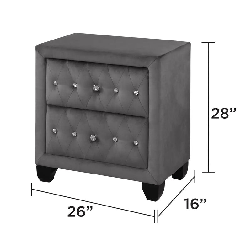 Sophia - 2 Drawer Upholstered Nightstand by HouseOfZazla