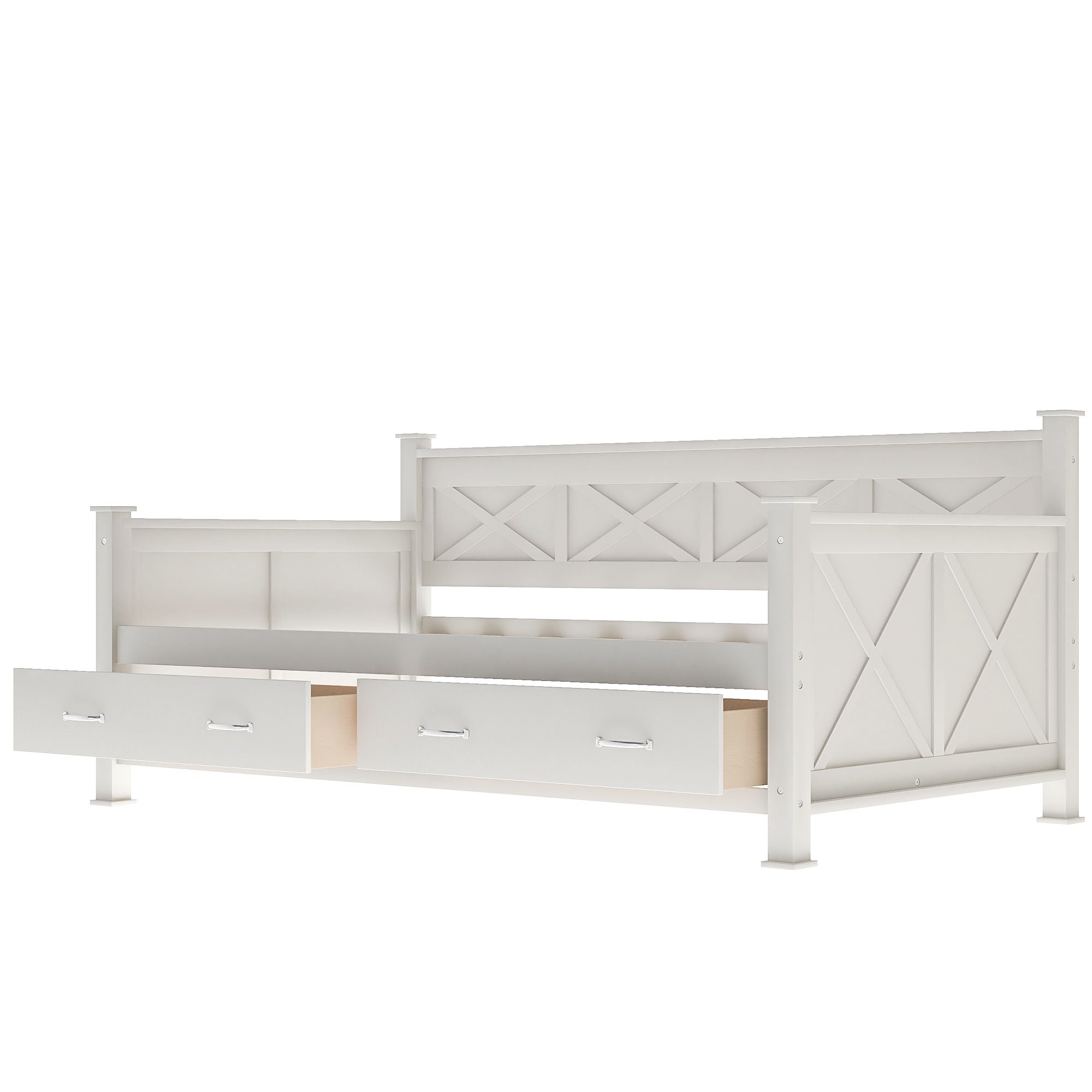Modern Daybed With 2 Large Drawers, X Shaped Frame by HouseOfZazla