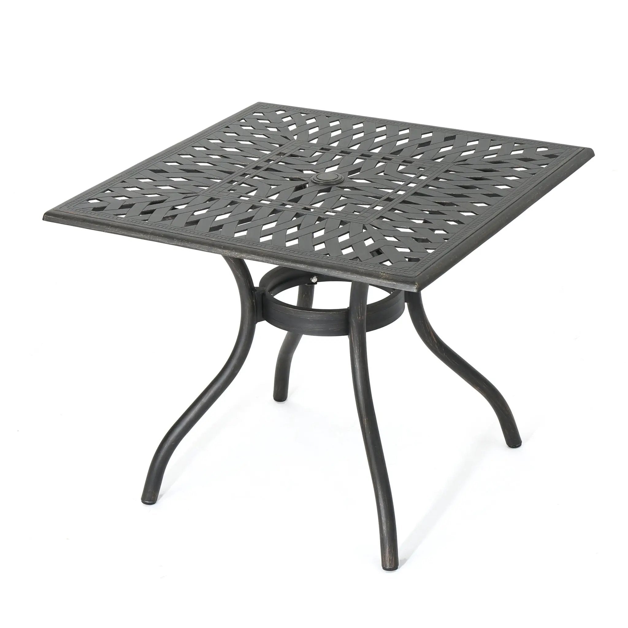 Enchantia Outdoor Square Dining Table with Weave Tabletop and Flared Legs - Copper by HouseOfZazla