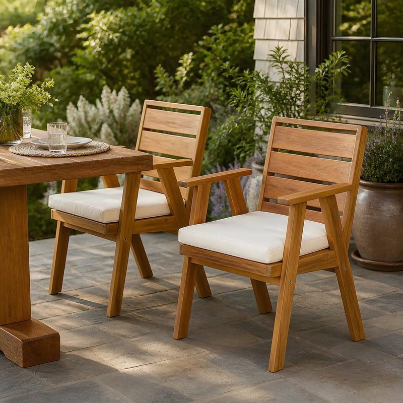 Outdoor Dining Chairs Set of 2, Acacia Wood Patio Chairs by HouseOfZazla
