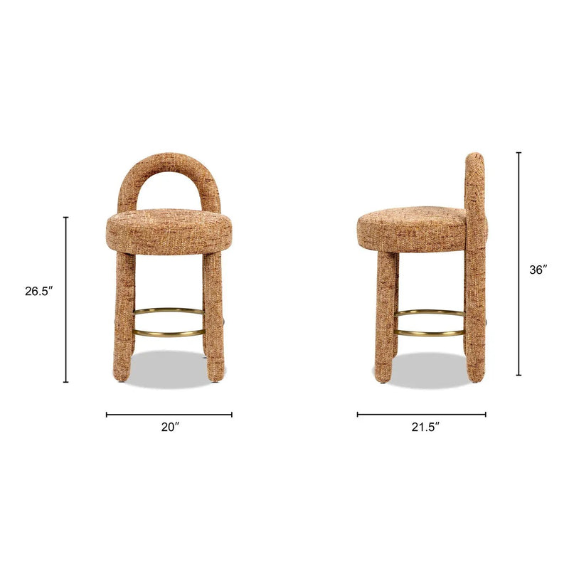 Penny Round Arched Fully Upholstered Counter Stool, Set of 2, Golden by HouseOfZazla