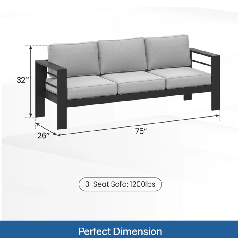 All-Weather Patio Sofa With Cushions, 3 Seat Outdoor Couch by HouseOfZazla