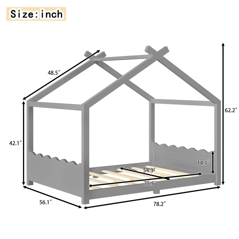 Full House Floor Bed with Support Slats by HouseOfZazla