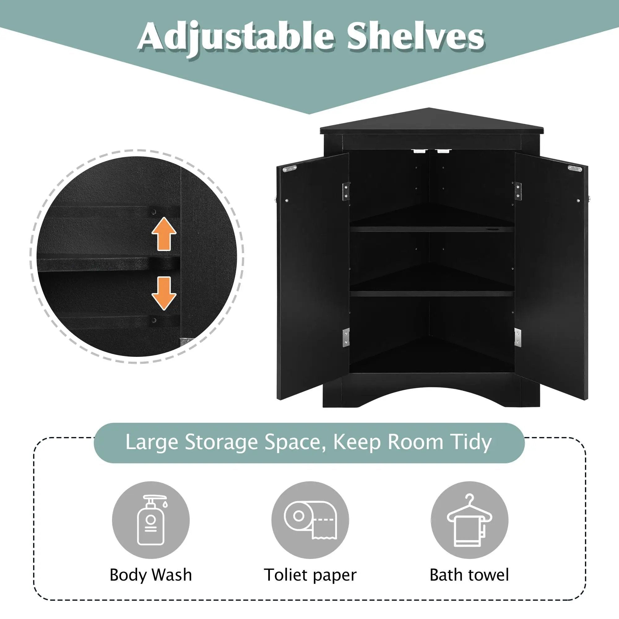 Triangle Bathroom Storage Cabinet With Adjustable Shelves, Freestanding Floor Cabinet For Home Kitchen by HouseOfZazla