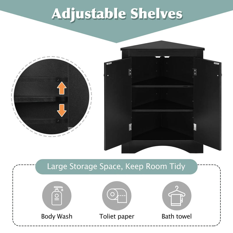 Triangle Bathroom Storage Cabinet With Adjustable Shelves, Freestanding Floor Cabinet For Home Kitchen by HouseOfZazla