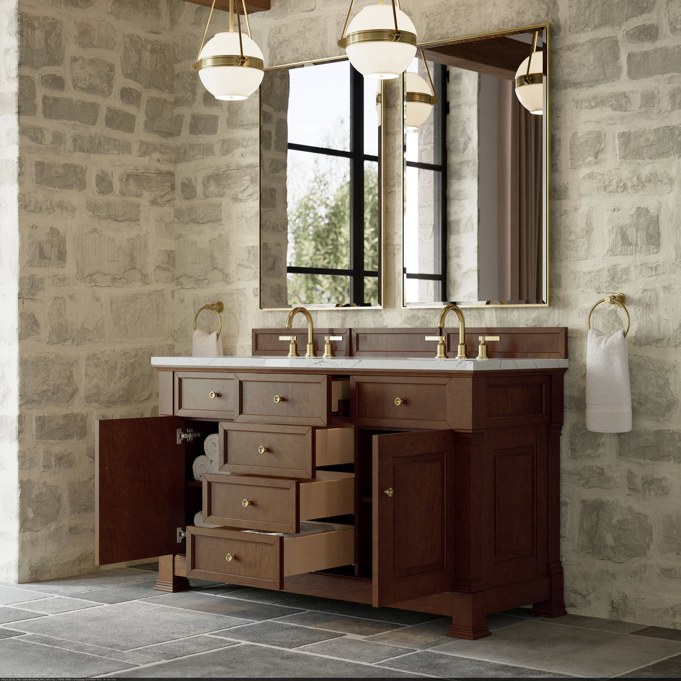 James Martin Brookfield 60" Double Bathroom Vanity, Honey Oak, view 36