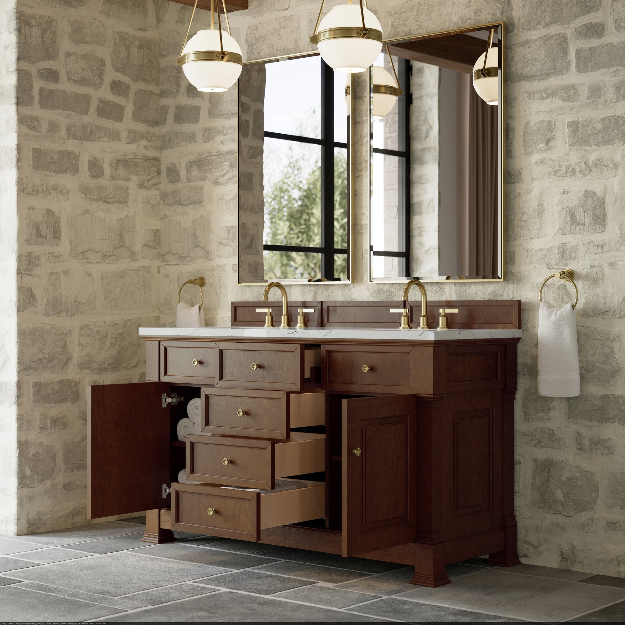 James Martin Brookfield 60" Double Bathroom Vanity, Honey Oak, view 36