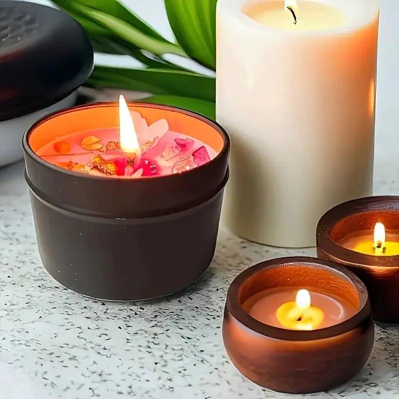 [Aesthetic Lavender Candle] 4pcs Lavender Candle - Aesthetic Fragrance, Cute Purple Embedded Crystal & Petals, Novelty Medium Home Kitchen Decoration - Soft Lavender Fragrance, Soy Wax, Women's Luxury Gift, Creativity/Candle by House Of Avana