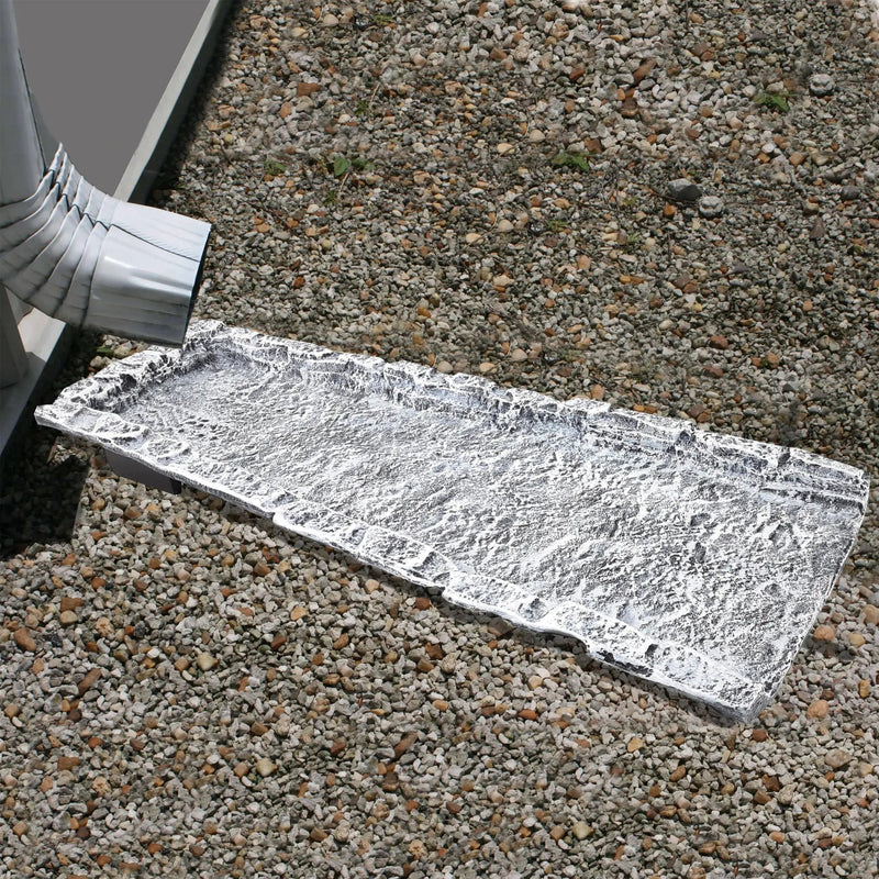 White Stone Rock 24-in Cast Aluminum Downspout Gutter Splash Block by Sharicks