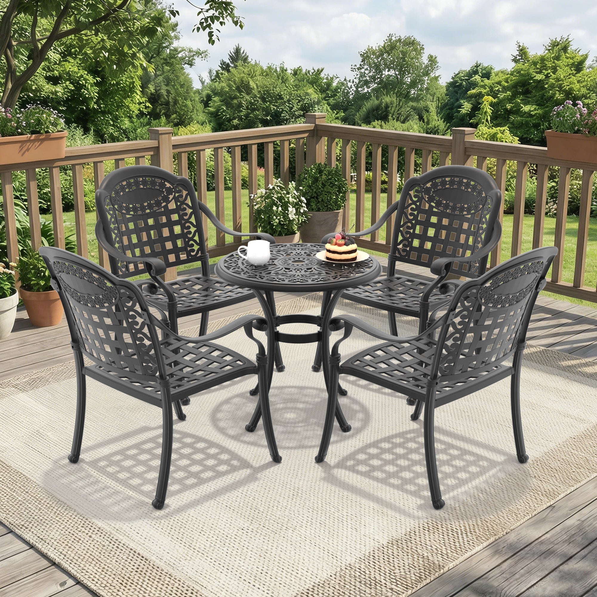 5-Piece Cast Aluminum Patio Furniture Set with Cushions by HouseOfZazla
