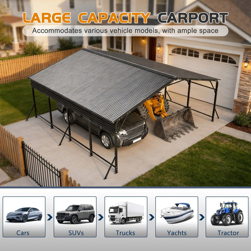 20'x20' Galvanated Steel Carport Canopy by HouseOfZazla