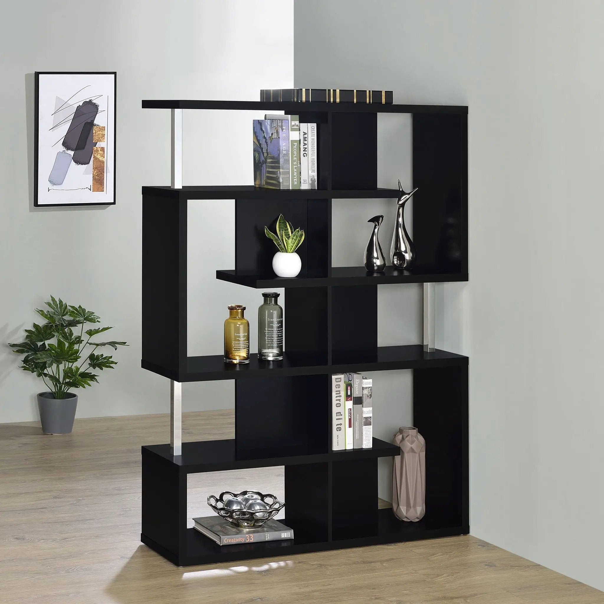 Copper - 5 Shelf Bookshelf Storage Unit - Black by HouseOfZazla