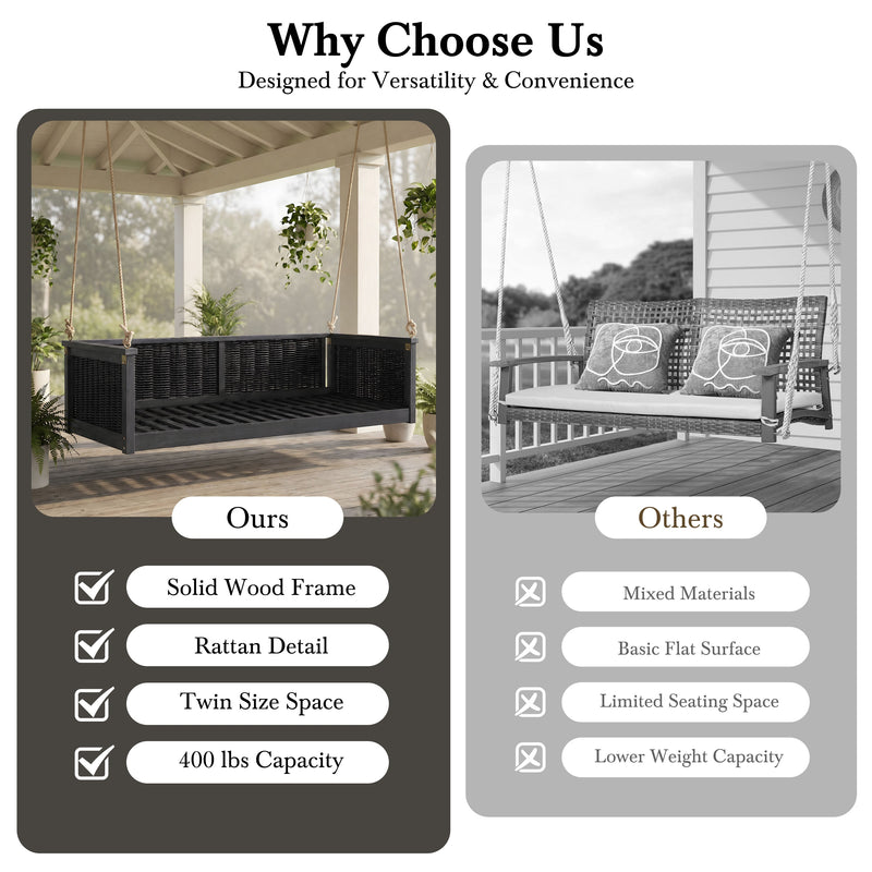 TOPMAX Outdoor Classic Solid Wood Twin Size Swing Bed by HouseOfZazla