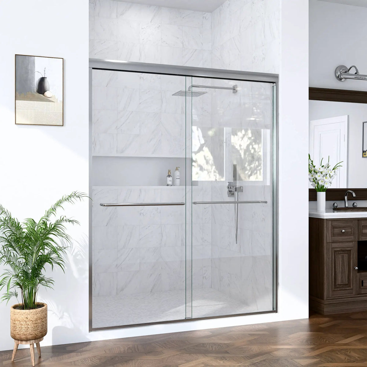 Semi-Frameless Double Sliding Shower Door by HouseOfZazla
