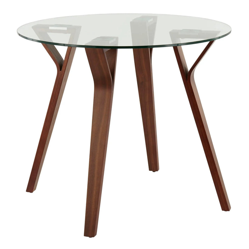 Folia - 3 Piece Dining Set Round Fabrizzi Mid-Century Modern - Walnut / Gray by HouseOfZazla