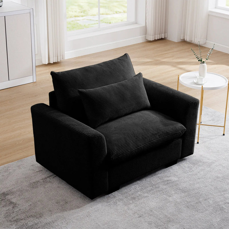 Black Corduroy Deep Seat Single Sofa Accent Chair by HouseOfZazla