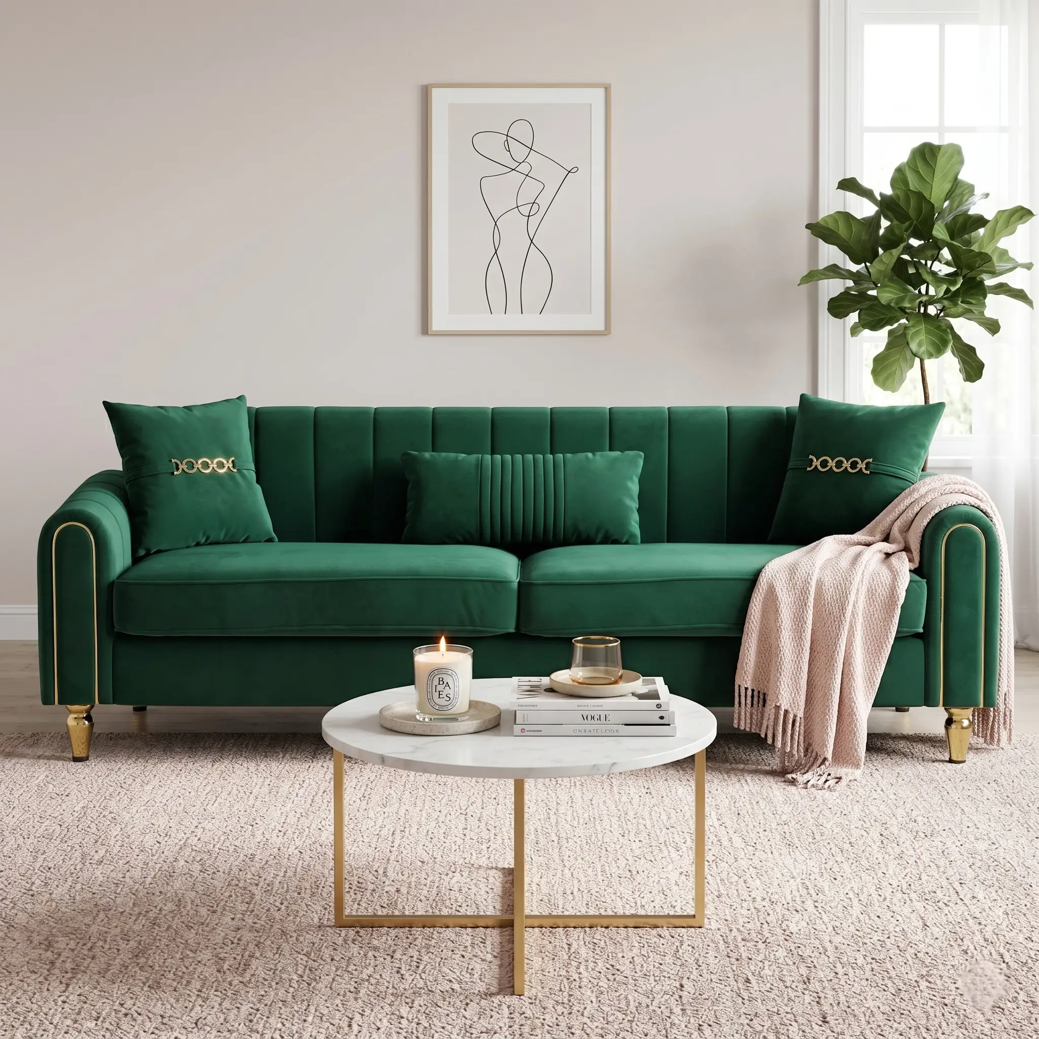 Contemporary Upholstered Sofa Couch - 87.4 Inches by HouseOfZazla